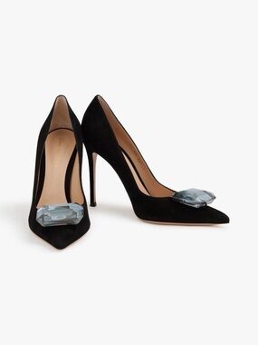 GIANVITO ROSSI Jaipur embellished suede pumps ,size 38 ,US 8